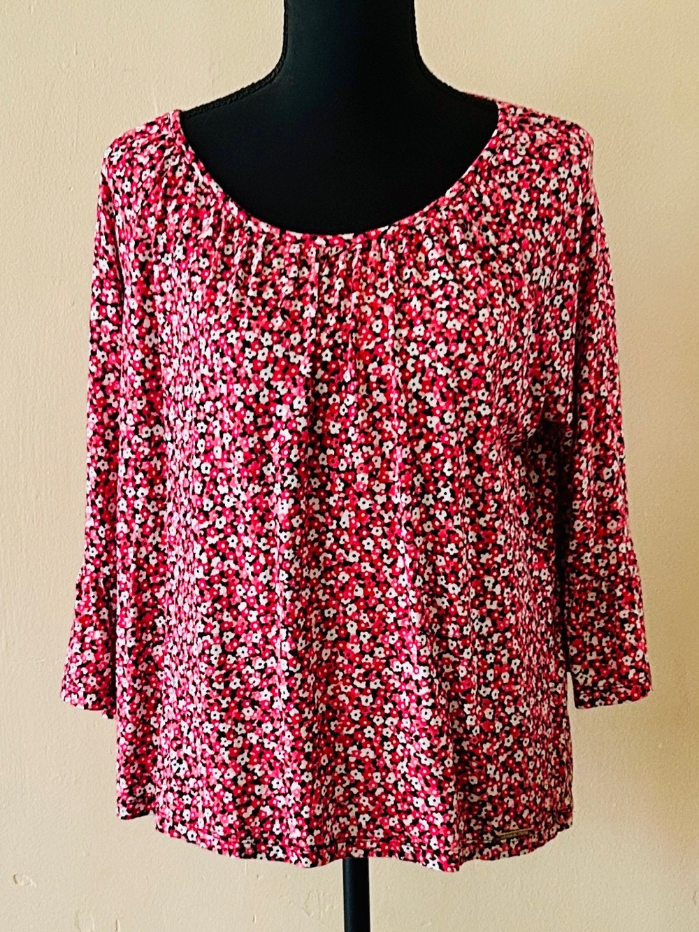 MICHAEL Michael Kors Pink and White Floral Scoop Neck Tunic
